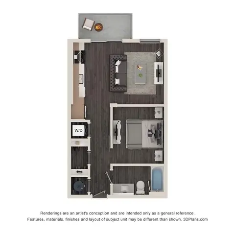 Floor plan ST, Studio · 1 bath · 581 sf
