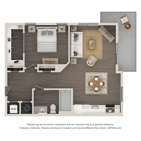 Floor plan A3, 1 bed · 1 bath · 892 sf