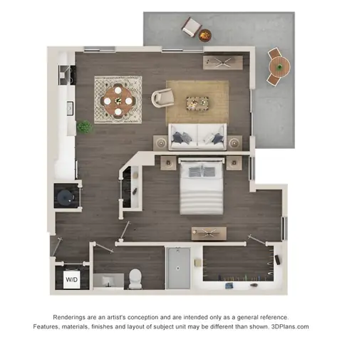 Floor plan A3.1, 1 bed · 1 bath