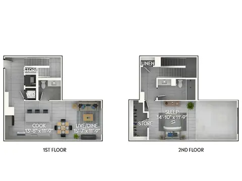 Floor plan A6aL, 1 bed · 1.5 baths · 1,041 sf