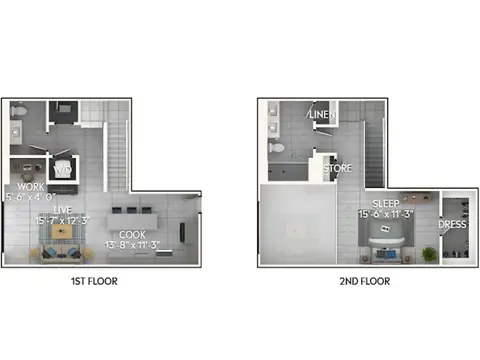Floor plan A7L, 1 bed · 1.5 baths · 1,106 sf