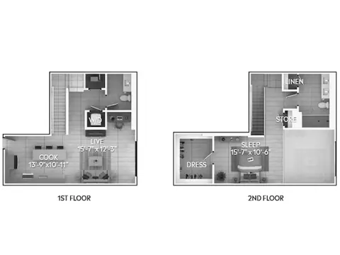 Floor plan A7aL, 1 bed · 1.5 baths · 1,142 sf