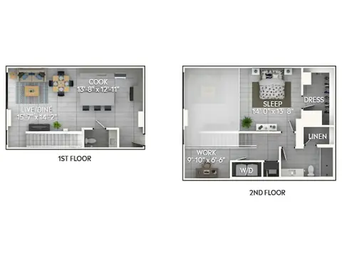 Floor plan A7bL, 1 bed · 1.5 baths · 1,146 sf