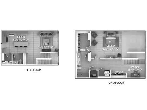 Floor plan A8L, 1 bed · 1.5 baths · 1,270 sf
