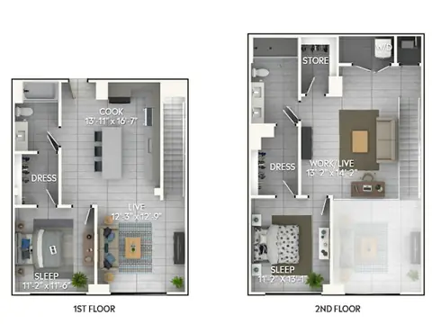 Floor plan C8DL, 2 beds · 2 baths · 1,449 sf
