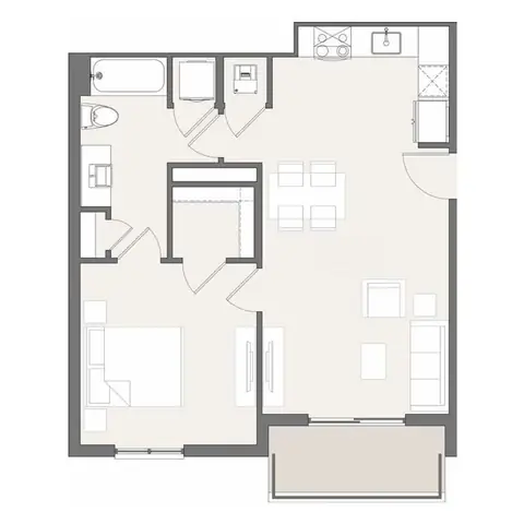 Floor plan A5, 1 bed · 1 bath · 656 sf