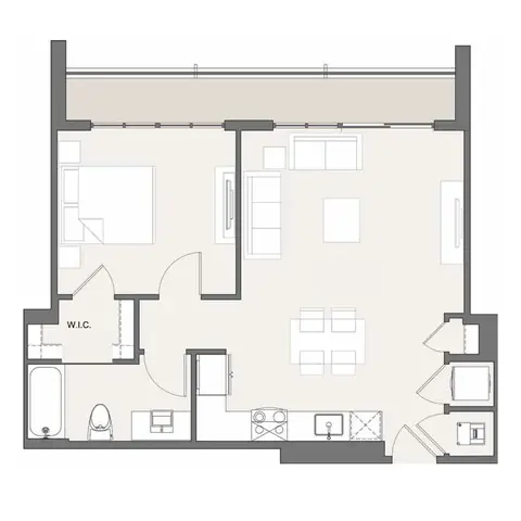 Floor plan A8, 1 bed · 1 bath · 661 sf