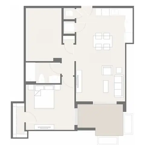 Floor plan A10D, 1 bed · 1 bath · 860 sf