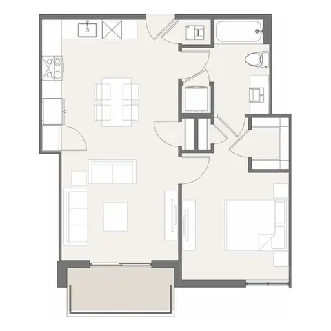 Floor plan A1.1, 1 bed · 1 bath