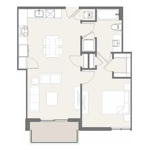 Floor plan A1.2, 1 bed · 1 bath