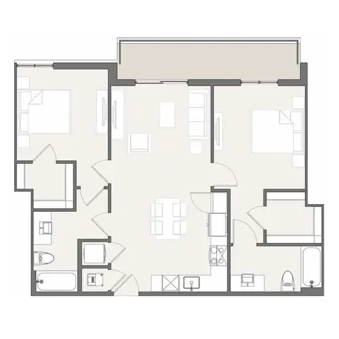 Floor plan B8, 2 beds · 2 baths · 935 sf