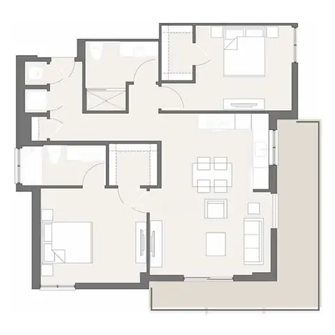 Floor plan B12, 2 beds · 2 baths