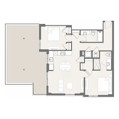 Floor plan B13, 2 beds · 2 baths