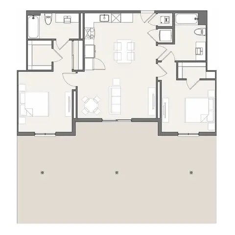 Floor plan B14, 2 beds · 2 baths