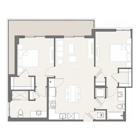 Floor plan B3, 2 beds · 2 baths