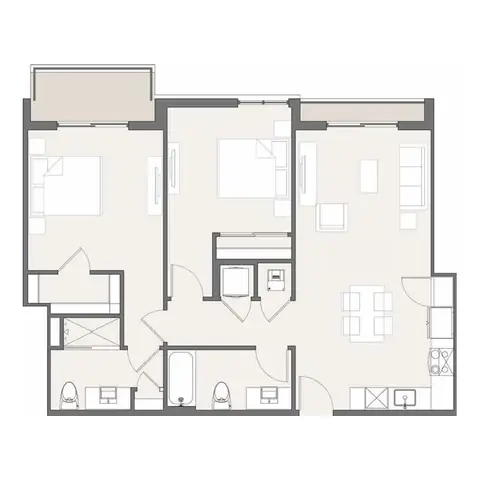 Floor plan B5, 2 beds · 2 baths