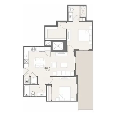 Floor plan B7, 2 beds · 2 baths