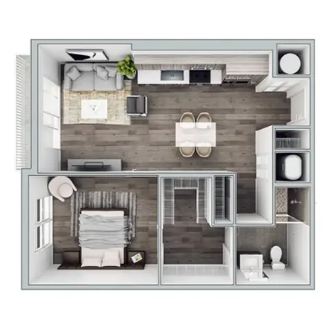 Floor plan A1, 1 bed · 1 bath · 738 sf