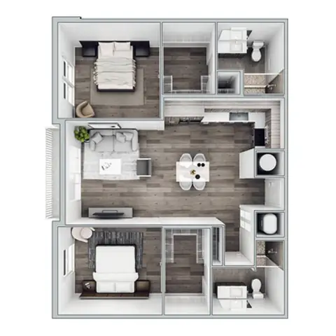 Floor plan B4, 2 beds · 2 baths · 1,074 sf
