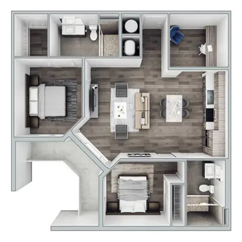 Floor plan B5, 2 beds · 2 baths