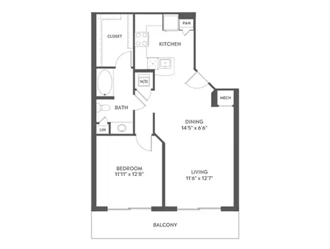 Floor plan A4a, 1 bed · 1 bath · 852 sf