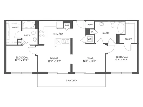 Floor plan C5, 2 beds · 2 baths · 1,128 to 1,149 sf