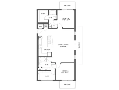 Floor plan C7a, 2 beds · 2 baths · 1,308 sf