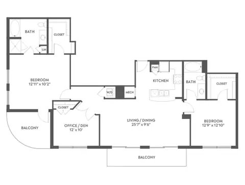 Floor plan C10D, 2 beds · 2 baths · 1,602 sf