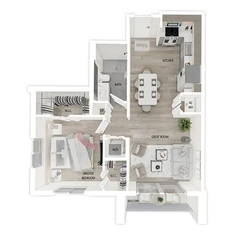 Floor plan A2.5, 1 bed · 1 bath · 689 sf