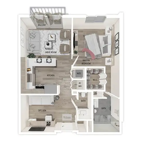 Floor plan A3.6, 1 bed · 1 bath · 773 sf