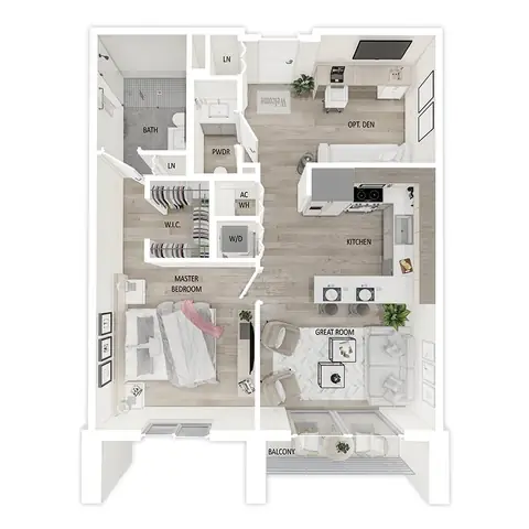 Floor plan A3.5, 1 bed · 1 bath