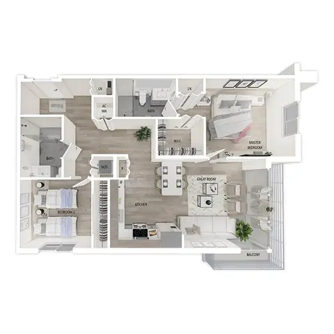 Floor plan B2.5, 2 beds · 2 baths