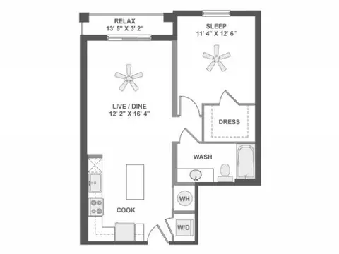 Floor plan A3c, 1 bed · 1 bath · 723 sf