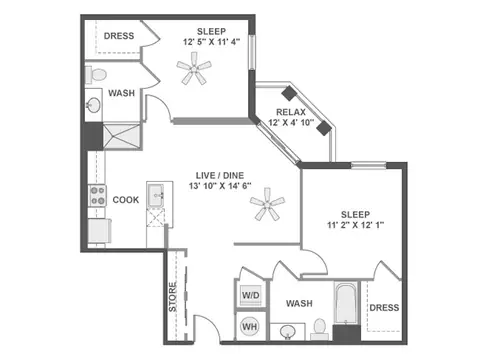 Floor plan C4, 2 beds · 2 baths · 1,024 sf