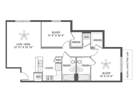 Floor plan C4b, 2 beds · 2 baths · 1,040 sf