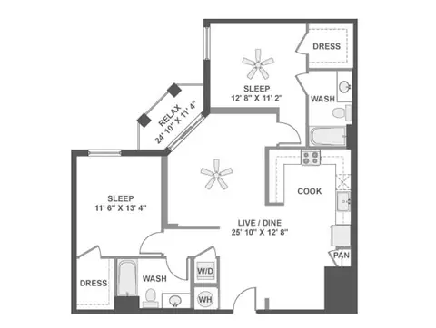 Floor plan C5b, 2 beds · 2 baths · 1,149 sf