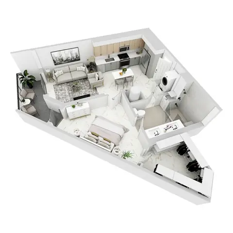 Floor plan P-A1, 1 bed · 1 bath · 715 sf