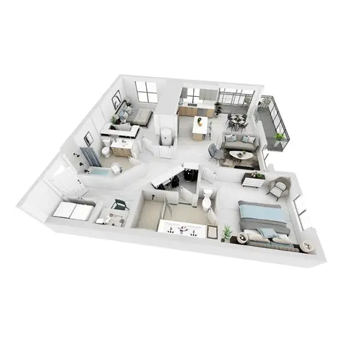 Floor plan B4, 2 beds · 2 baths · 1,201 sf