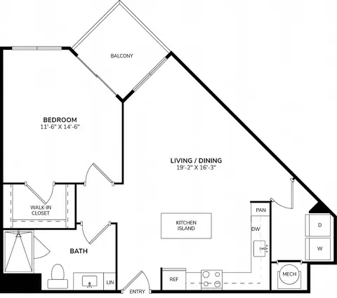 Floor plan A3, 1 bed · 1 bath · 787 sf