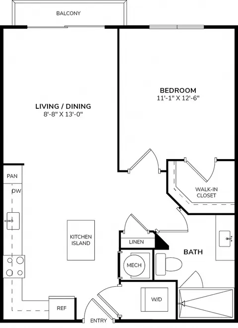 Floor plan A1, 1 bed
