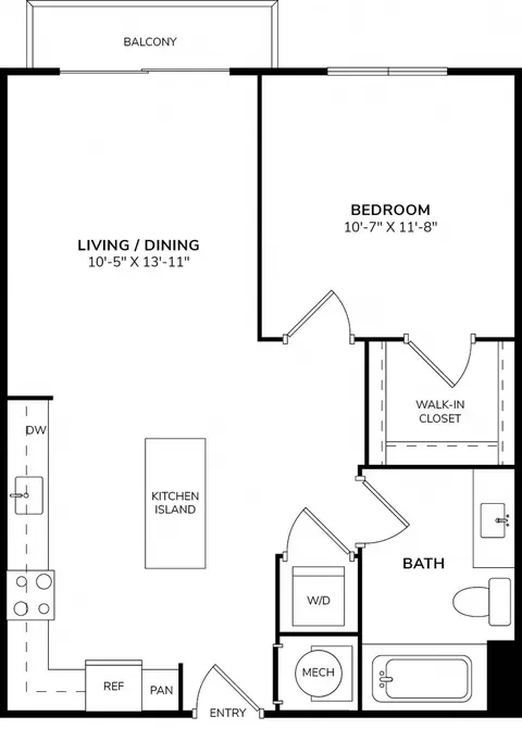 Floor plan A1a, 1 bed