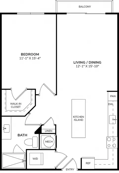 Floor plan A2, 1 bed