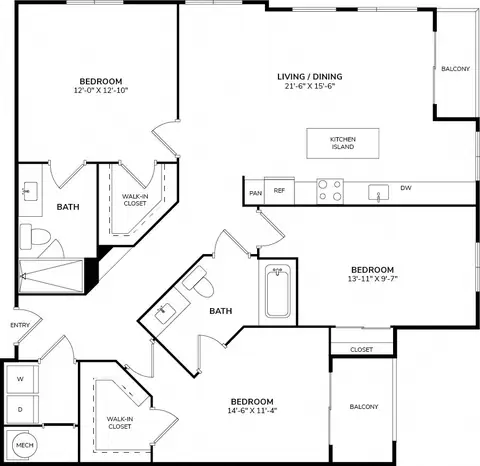 Floor plan C1a, 3 beds