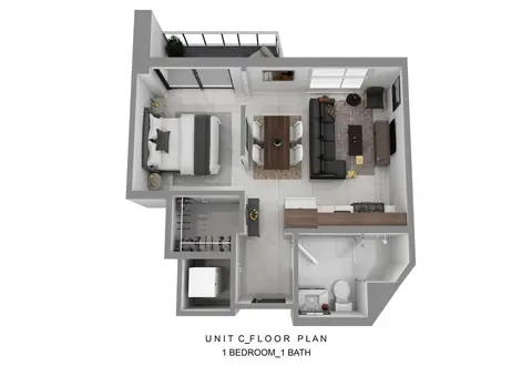 Floor plan C, Studio · 1 bath · 494 sf