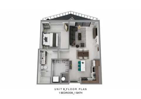 Floor plan B, 1 bed · 1 bath · 783 sf