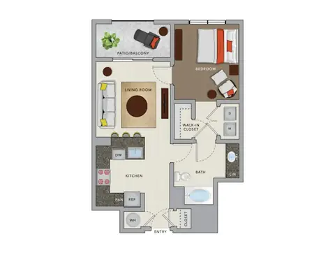 Floor plan A2, 1 bed · 1 bath · 695 sf
