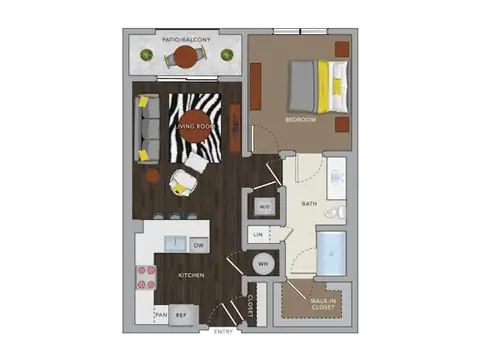 Floor plan A3M, 1 bed · 1 bath · 706 sf