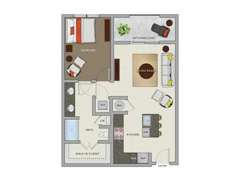 Floor plan A3f, 1 bed · 1 bath · 791 sf