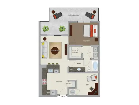 Floor plan A4bD, 1 bed · 1 bath · 839 sf