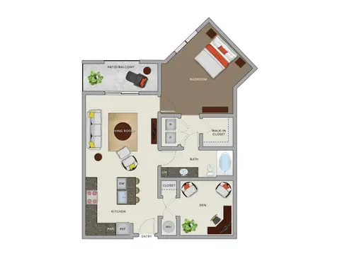 Floor plan A5cD, 1 bed · 1 bath · 967 sf